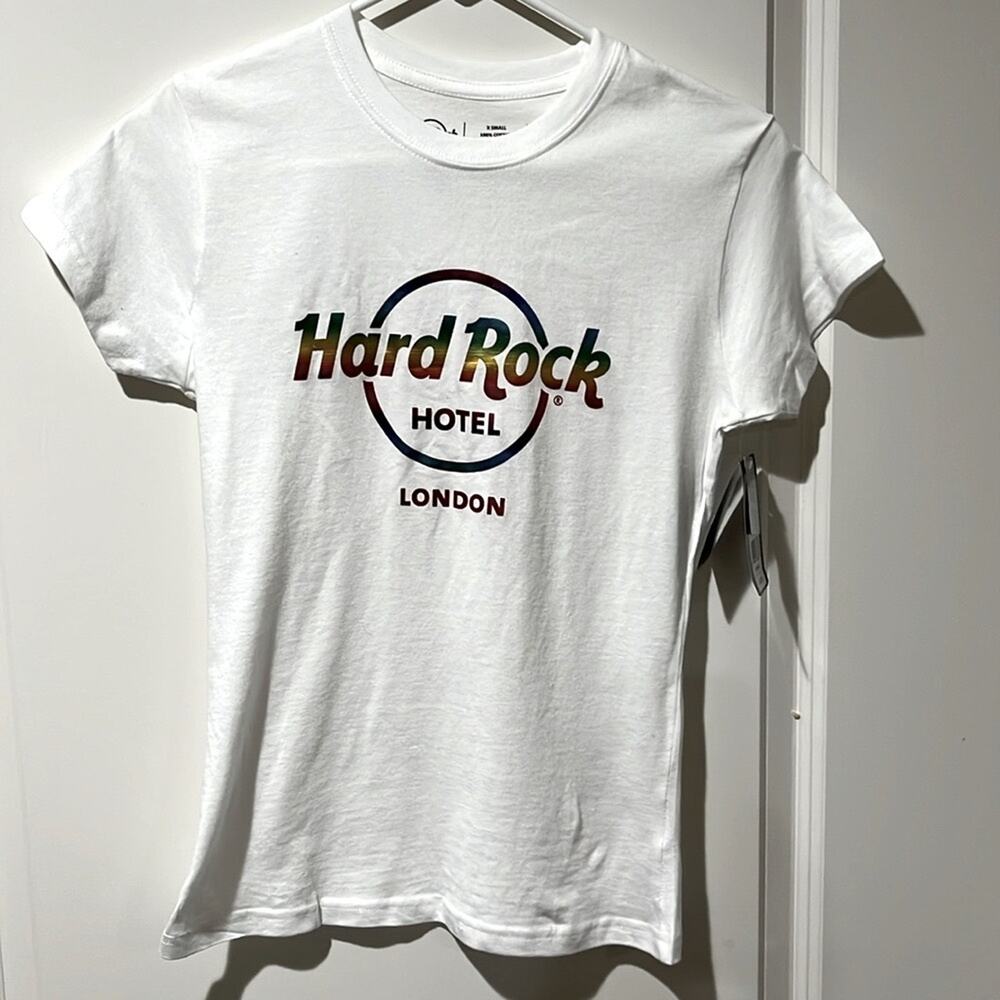 Hard Rock Hotel London Rainbow Metallic Graphic Tee Women’s Size XS New …